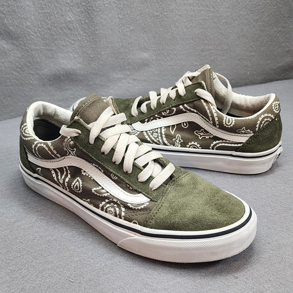 Vans Old Skool Paisley Print Suede Canvas Skate Shoesโ Olive Green M 6 W 7.5